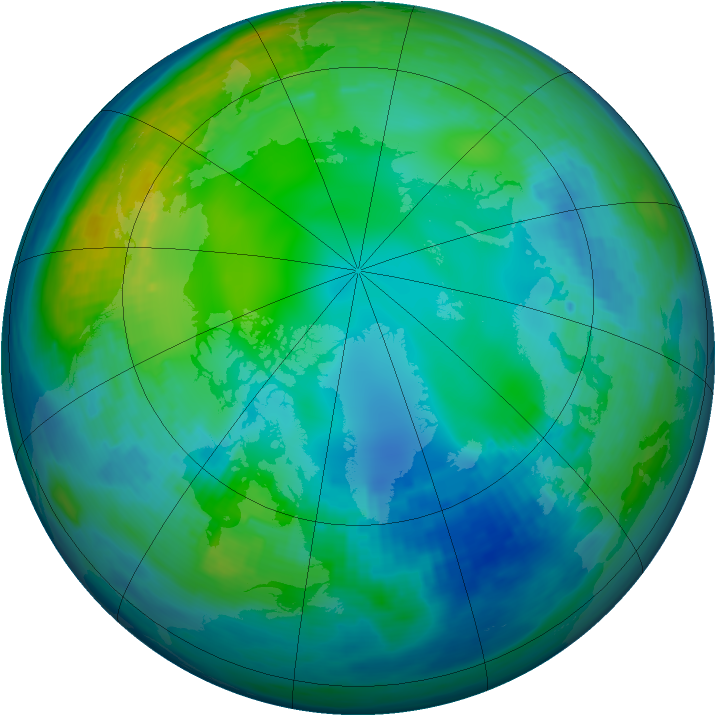 Arctic ozone map for 16 November 1991